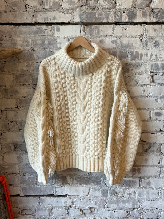ELEVEN SIX Lyla Sweater - Ivory Dark Olive Green