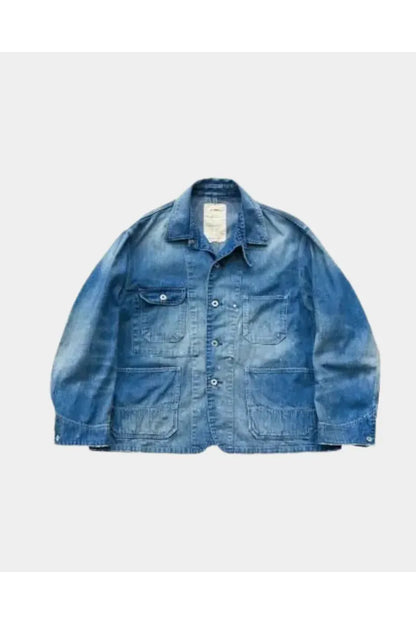 Denim Used-Wash Coveralls - Indigo