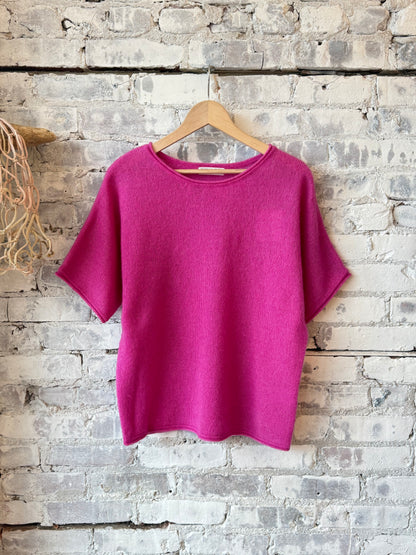 Cashmere Silk SS Crewneck - Buganvillia - DUNE + SALT