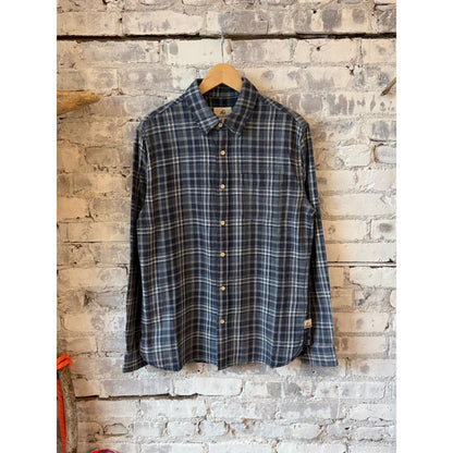 Surfside Supply Brian Washed Twill Plaid Shirt - Blue Combo Gray