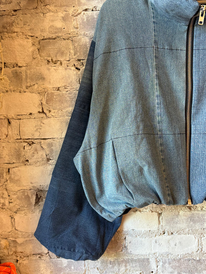 Namai Shira Denim Puffer Bomber Jacket - Assorted Washes Slate Gray