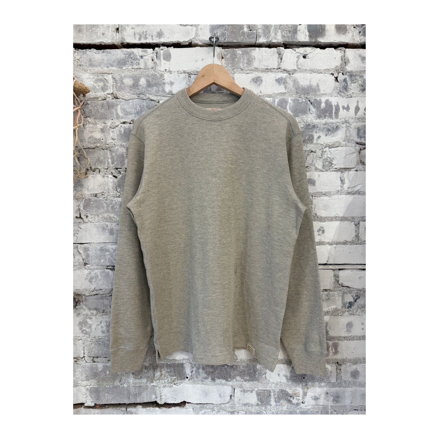 Waffle Knit Thermal Crewneck - Light Heather Gray - DUNE + SALT