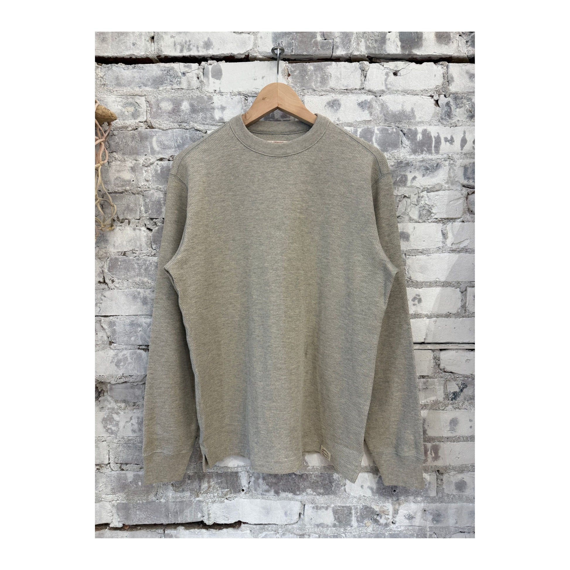 Waffle Knit Thermal Crewneck - Light Heather Gray - DUNE + SALT