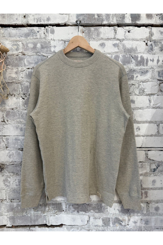 Waffle Knit Thermal Crewneck - Light Heather Gray - DUNE + SALT