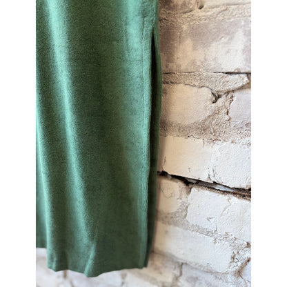 Women's Organic Cotton Terry Elbow Sleeve Polo Maxi Dress by Majestic Filatures in Agave, featuring a relaxed fit and casual style.
