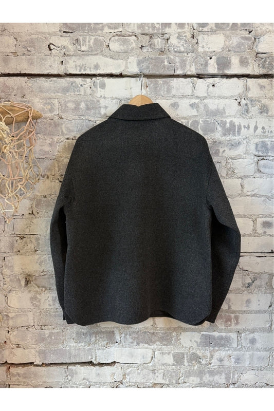 Double Faced Wool Shirt Jacket - Charcoal - DUNE + SALT