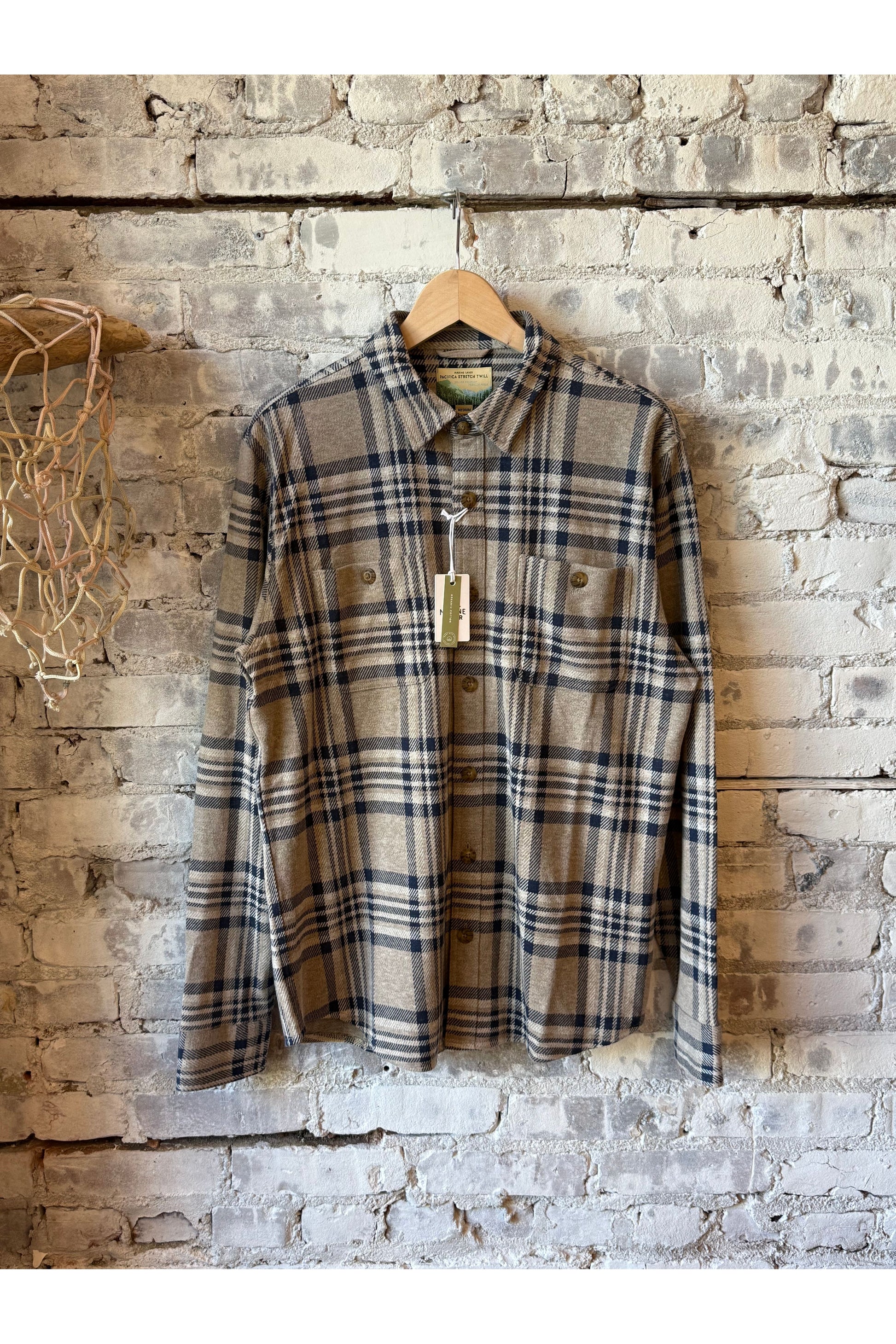 Pacifica Stretch Twill Overshirt - Taupe Plaid - DUNE + SALT