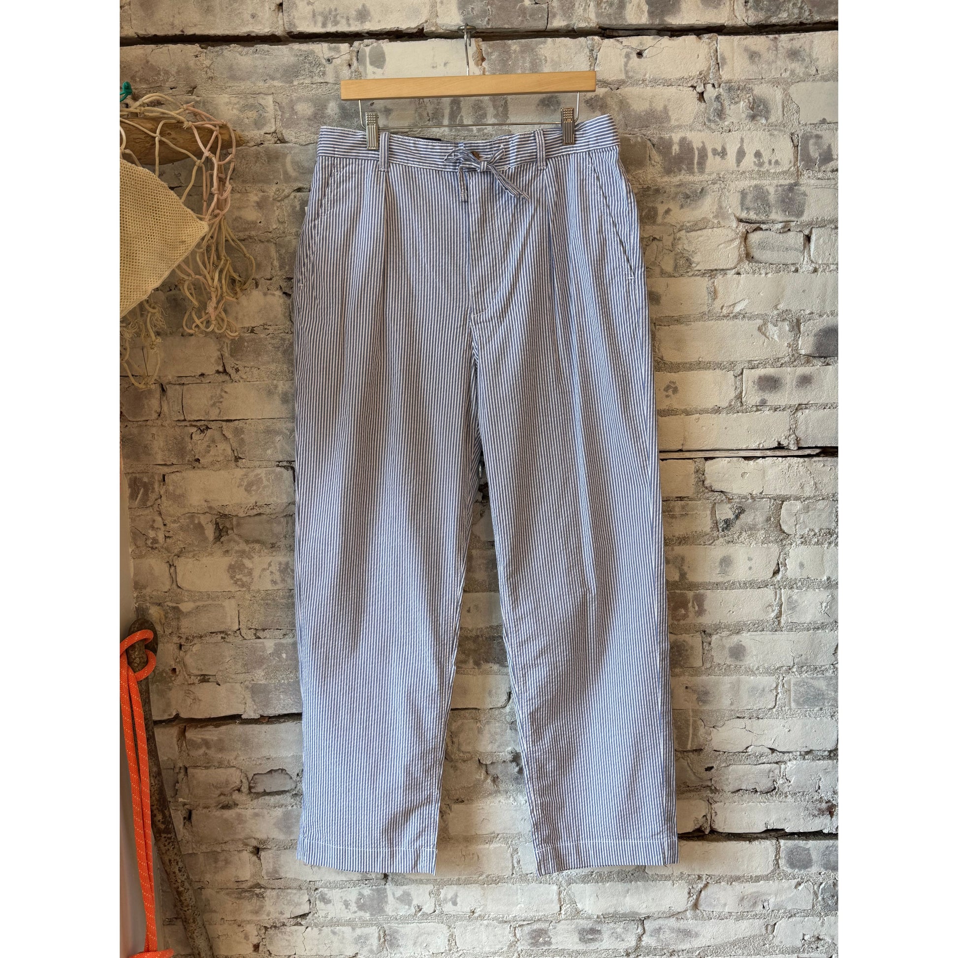 Seersucker Prepster Easy Pant - Blue/White - DUNE + SALT