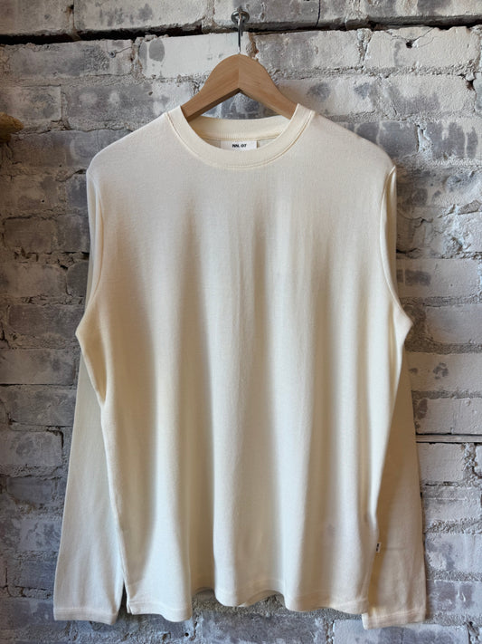 NN07 Clive Waffle Knit - Egg White Gray