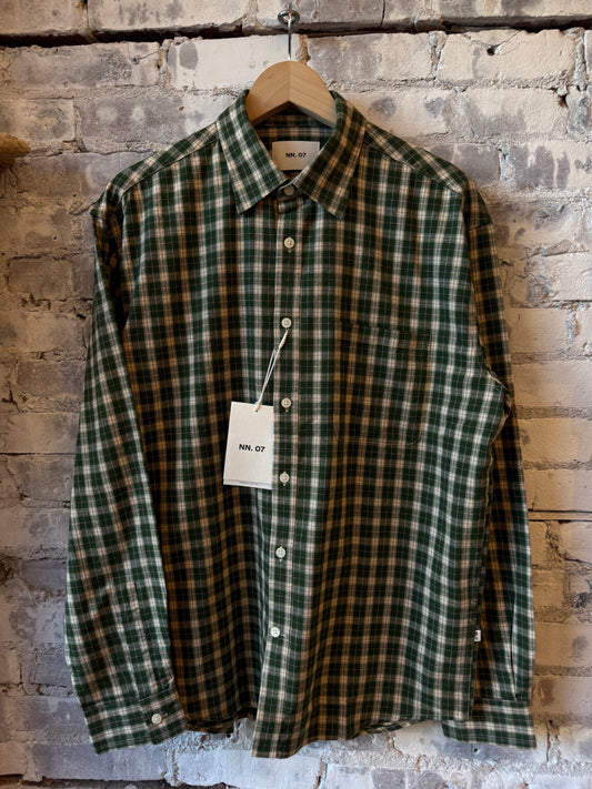 NN07 Deon Flannel Shirt - Eden Green Dark Slate Gray