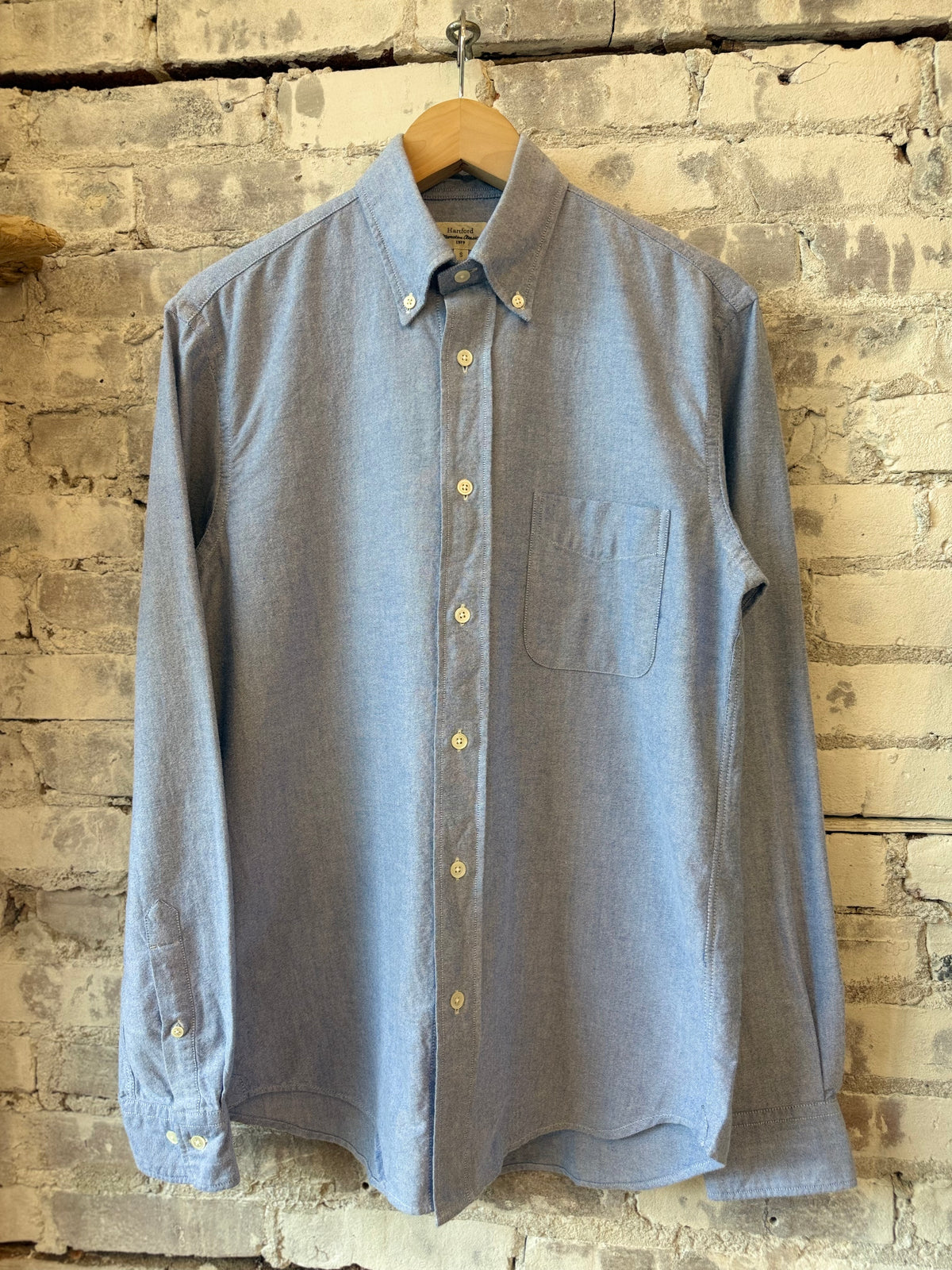 Hartford Men's Pitt Brushed Oxford Woven Shirt - Blue Dim Gray