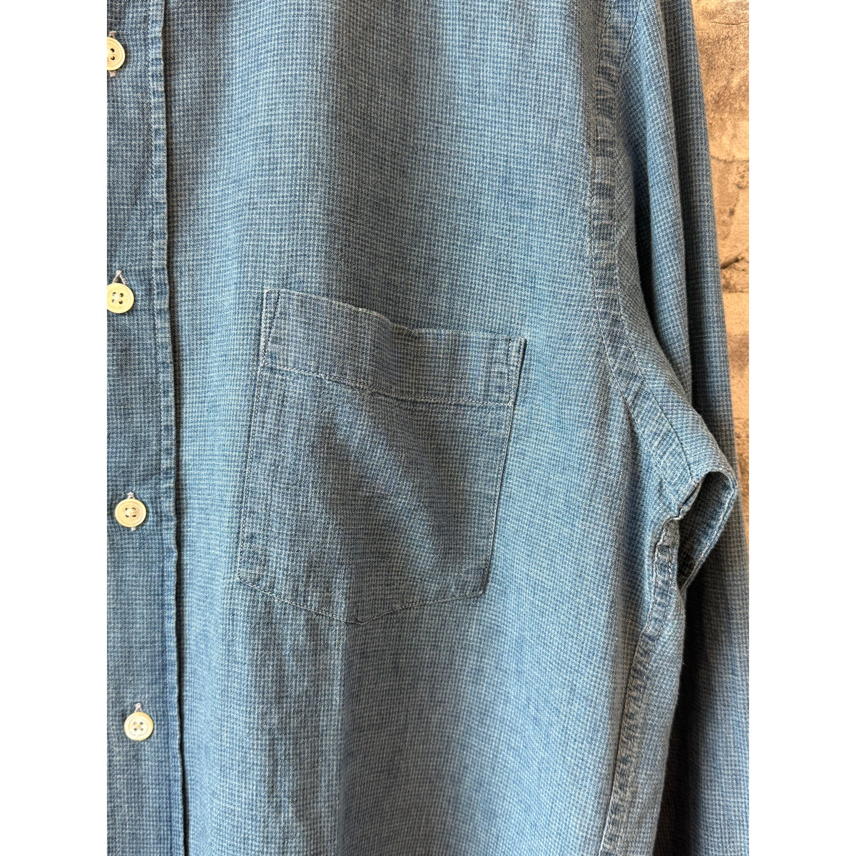 Men's Paul Yarn-Dyed Woven Shirt in light indigo micro check by Hartford Men's, featuring a casual button-up design.