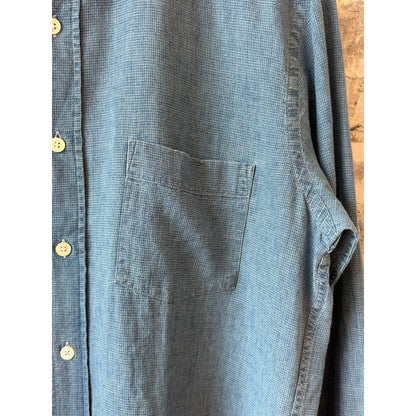 Men's Paul Yarn-Dyed Woven Shirt in light indigo micro check by Hartford Men's, featuring a casual button-up design.
