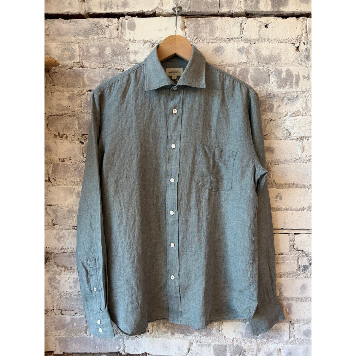 Hartford Men's Paul Linen Shirt - Green Dim Gray