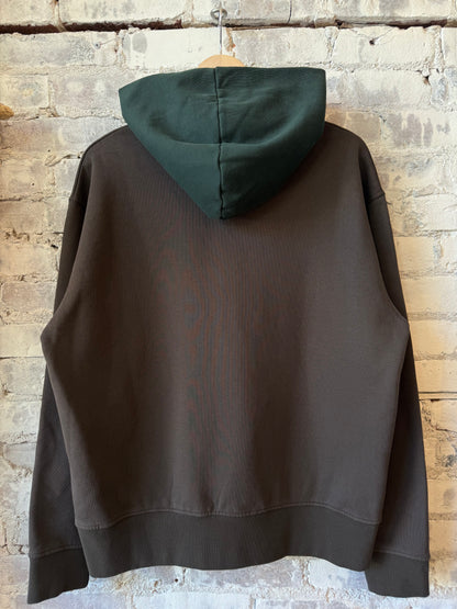 Presidents bicolor climber hoodie in Hickory and Bottle colors, casual sweatshirt with hood and front pocket.