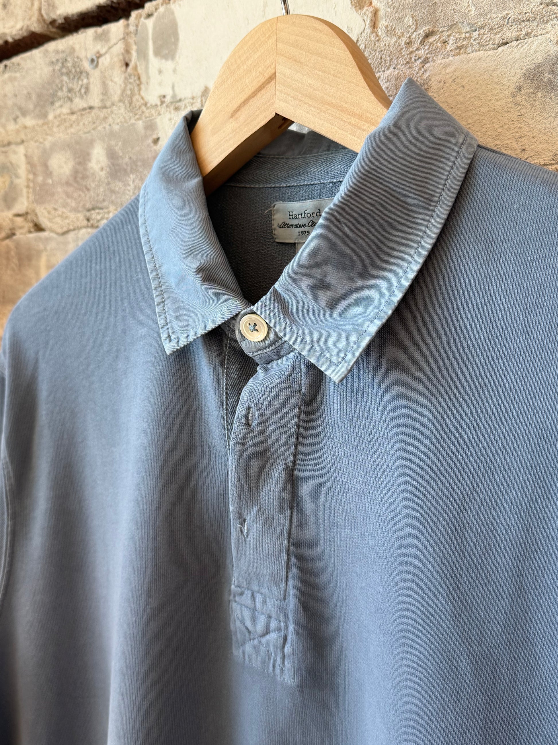 Light Fleece Rugby Knitted Polo - Denim - DUNE + SALT