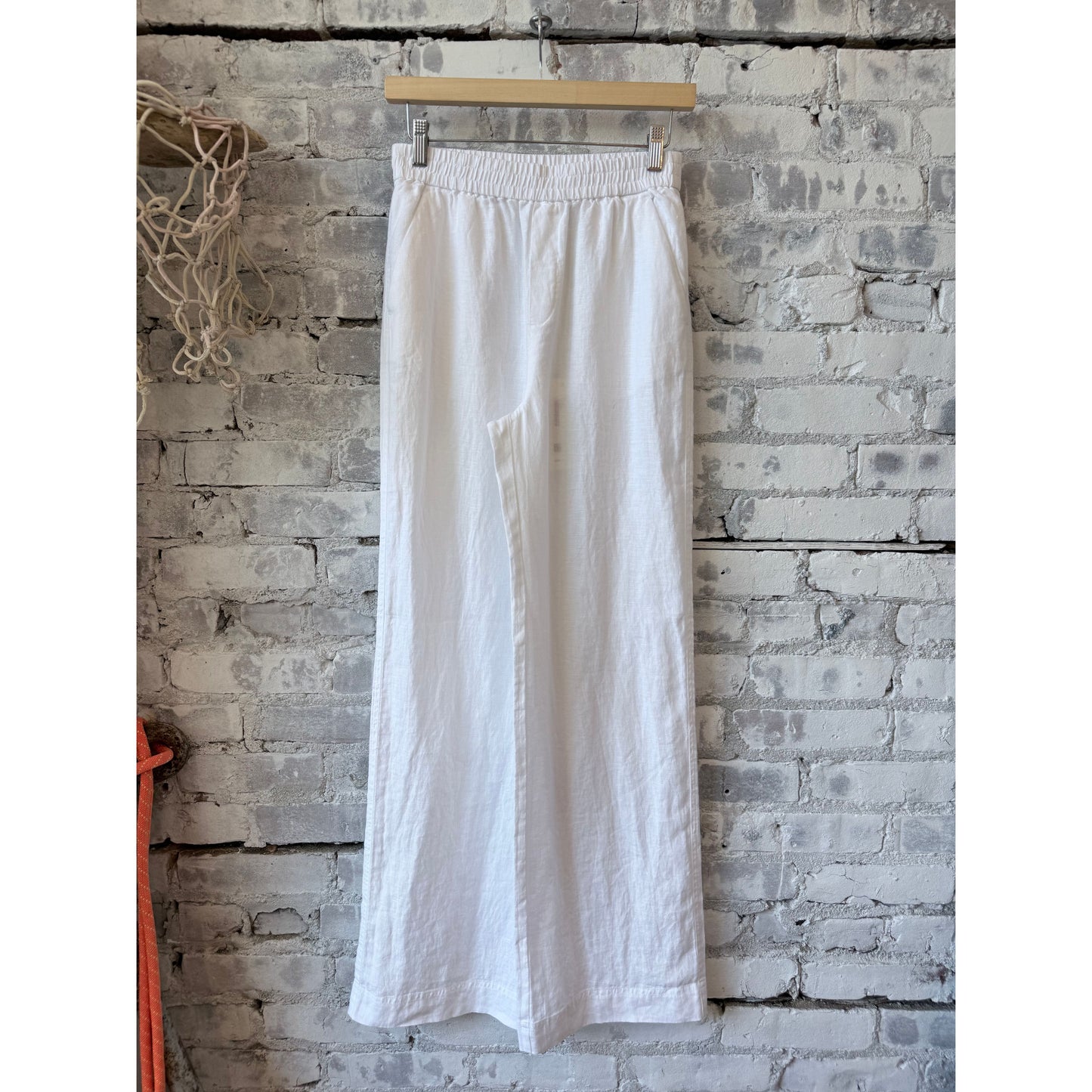 White women's Winona Wide Linen Pants by Closed Women's, showing relaxed fit and lightweight linen fabric on a model.