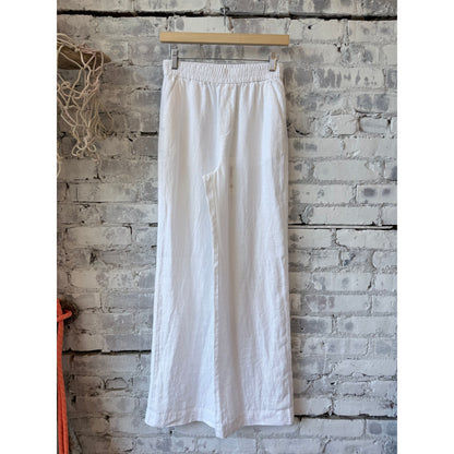 White women's Winona Wide Linen Pants by Closed Women's, showing relaxed fit and lightweight linen fabric on a model.