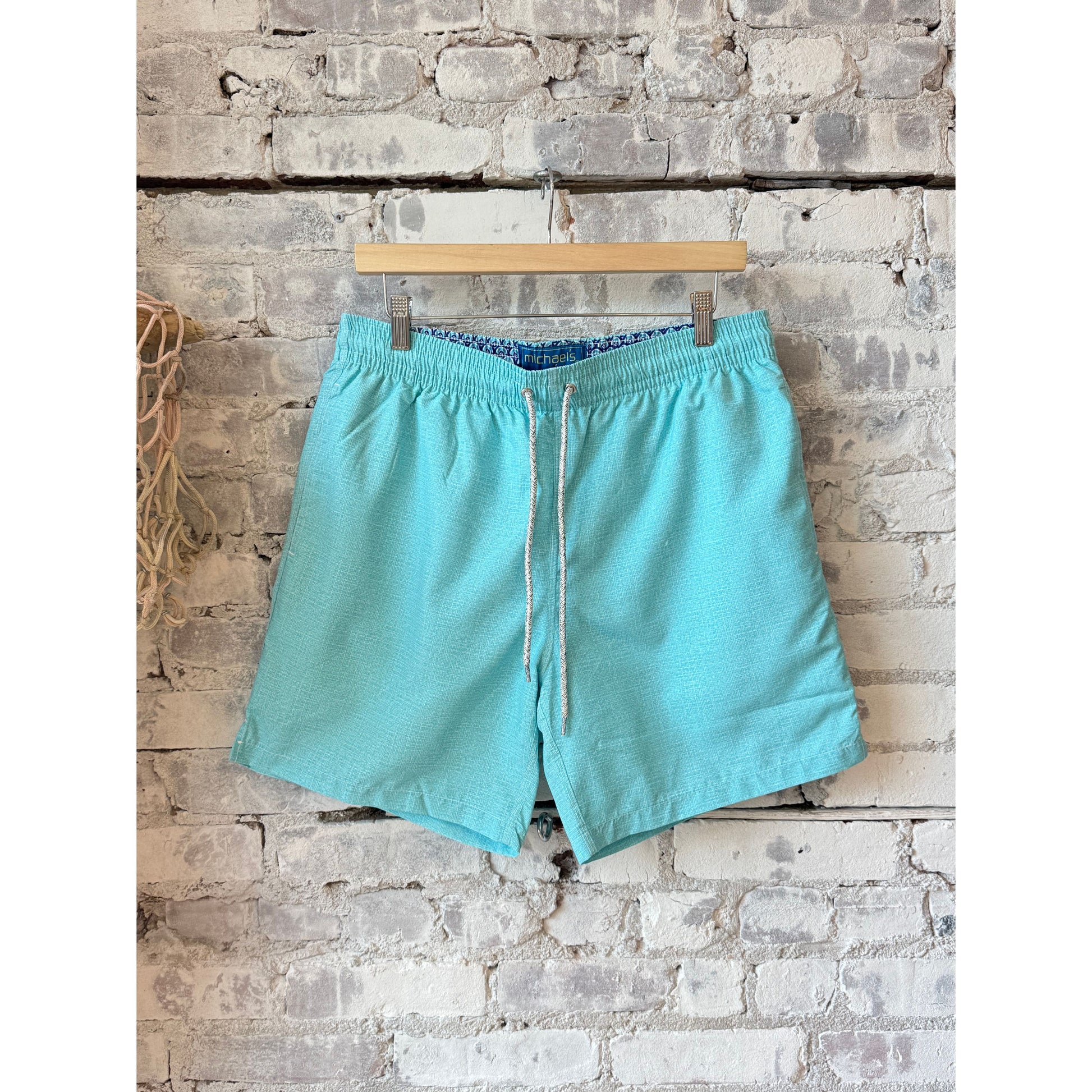Cyclist Liner Swim Trunks - Solid Linen Aqua - DUNE + SALT
