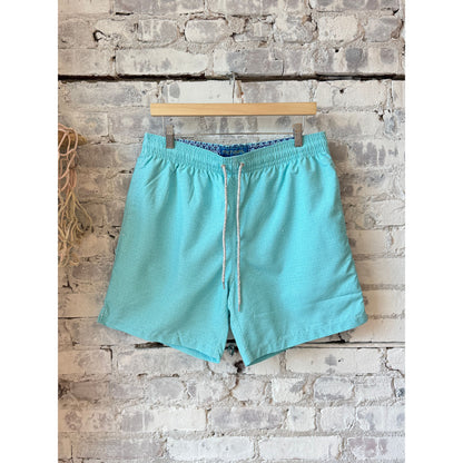 Cyclist Liner Swim Trunks - Solid Linen Aqua - DUNE + SALT