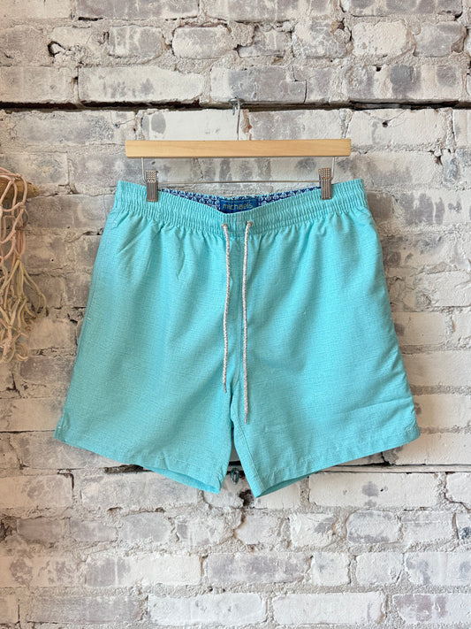 Cyclist Liner Swim Trunks - Solid Linen Aqua - DUNE + SALT