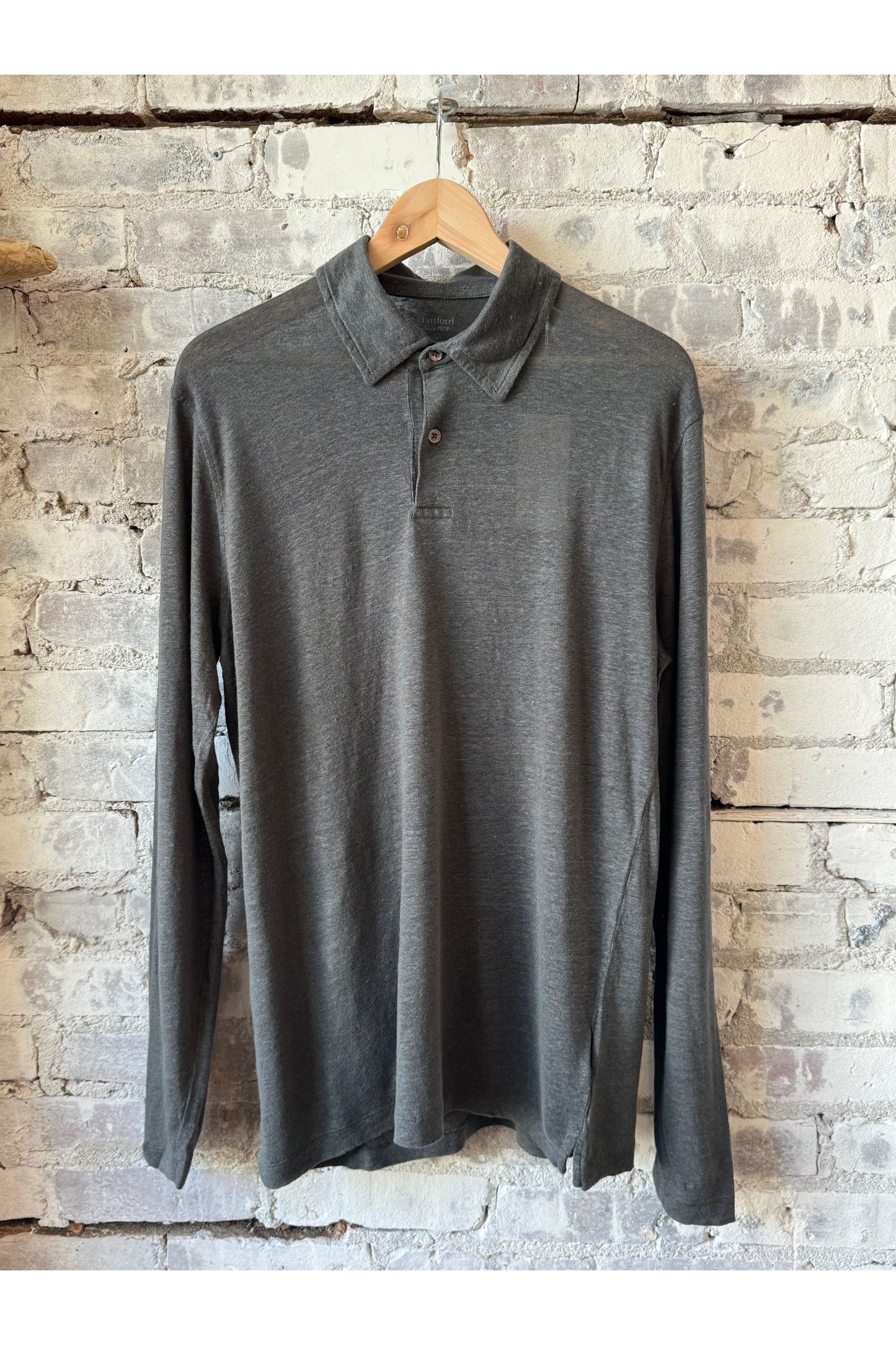 Linen Knit LS Polo - Thunder - DUNE + SALT