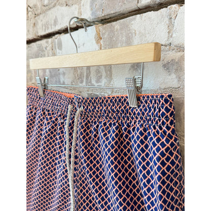 Men's Cyclist Liner Swim Trunks - Nautical Mesh Navy/Orange - DUNE + SALT