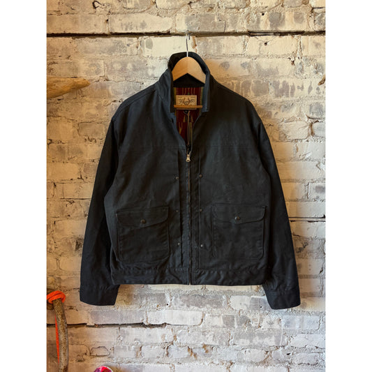 Freenote Cloth Faro 10 Ounce Waxed Jacket - Black Dark Slate Gray
