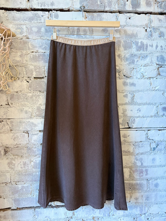 Jima Lyocell Cotton Skirt - Brown - DUNE + SALT