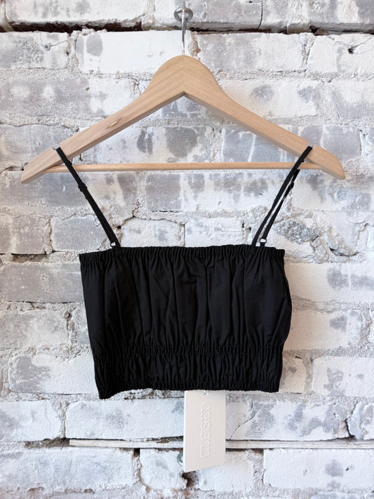 Closed Women's Gathered Top – Black Gray