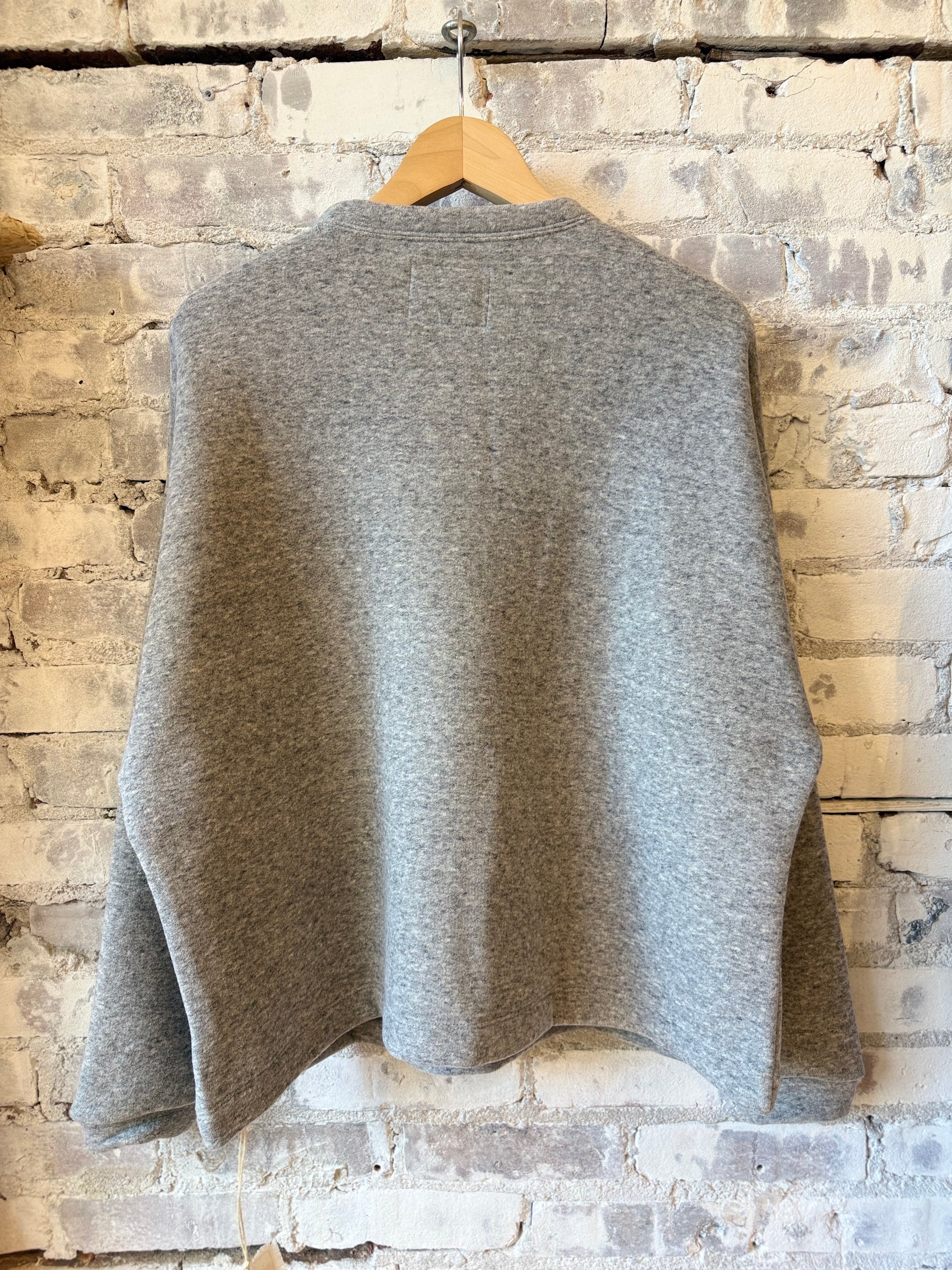 V::Room Cotton Tencel Brushed Fleece Oversized LS Crew - Heather Charcoal Dark Olive Green