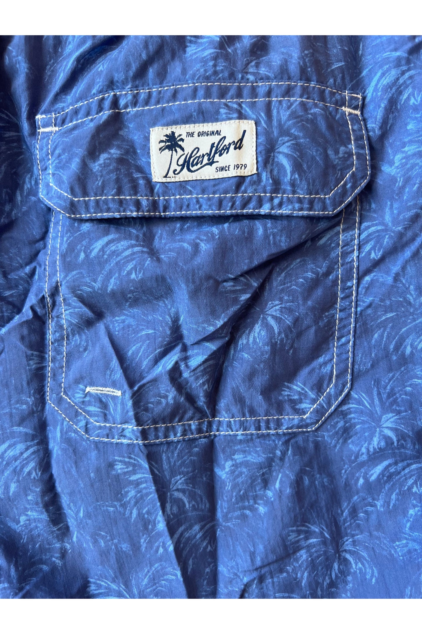 Palms Print Nylon Swim Trunks - Blue - DUNE + SALT