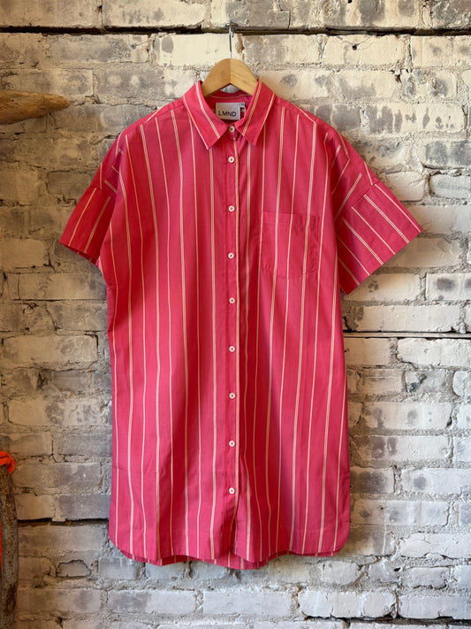 Chiara Striped Short Sleeve Mini Dress - Watermelon/Salsa/Orange/Natural