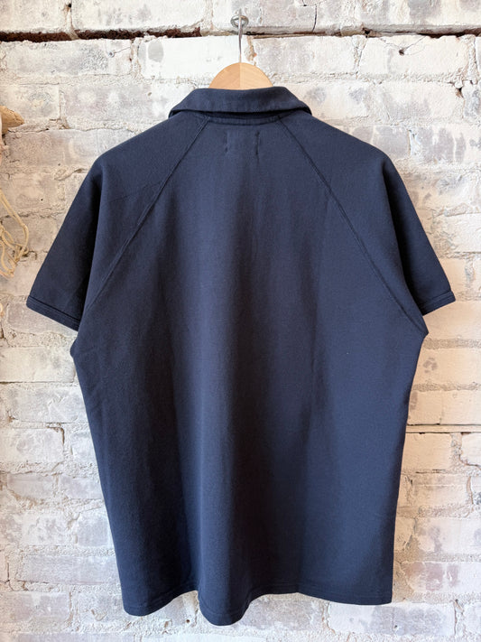 Kepani Raffy Pique Knit Polo Shirt - Navy Dark Slate Gray