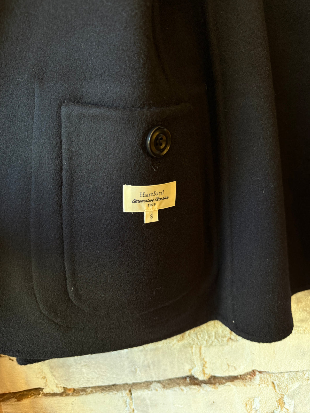 Hartford Men's Jojo Woven Jacket in navy, showing the textured woven fabric and classic collar style.
