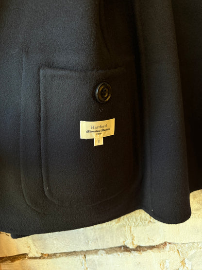 Hartford Men's Jojo Woven Jacket in navy, showing the textured woven fabric and classic collar style.