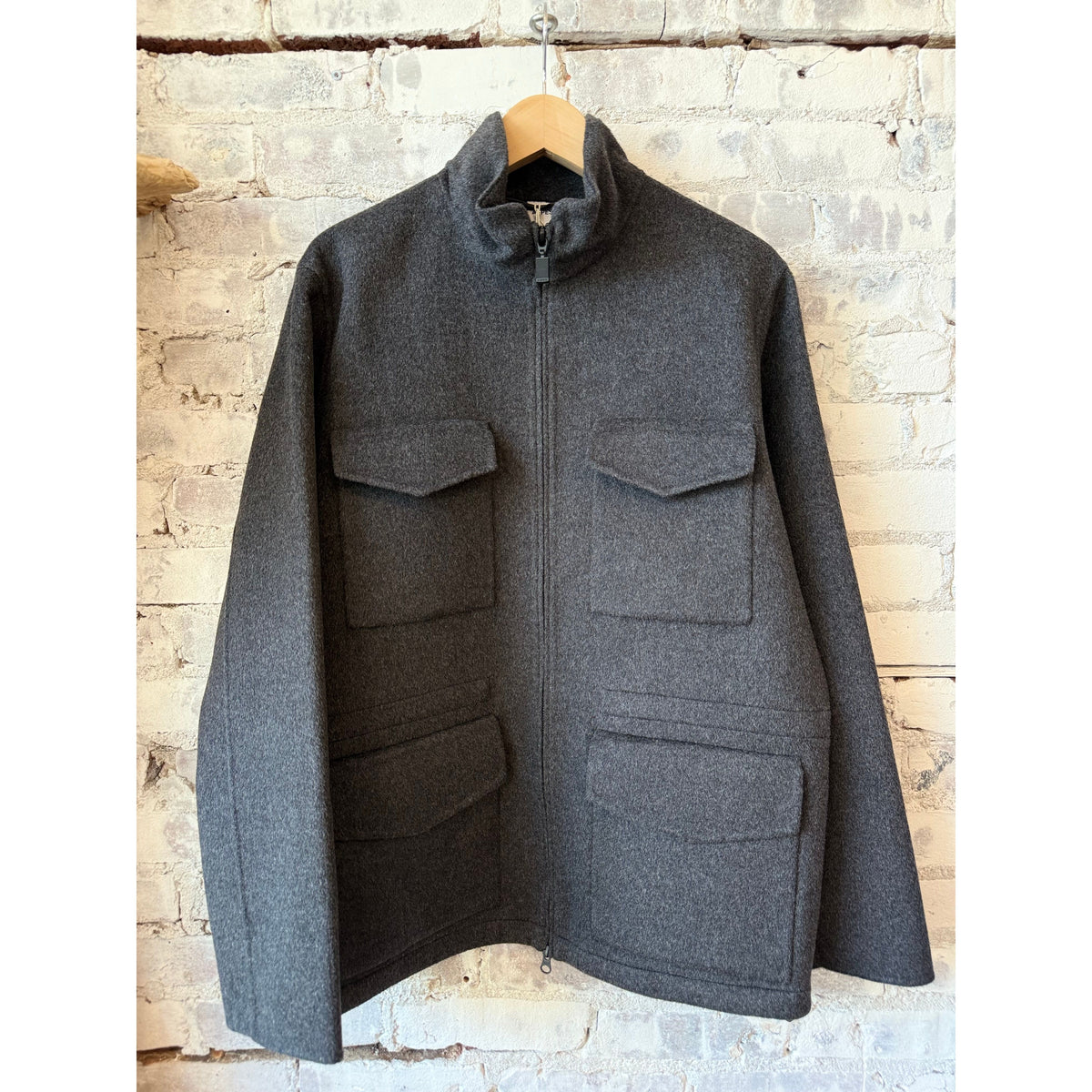 Aspesi Nelson Double Wool Field Jacket - Charcoal Antique White
