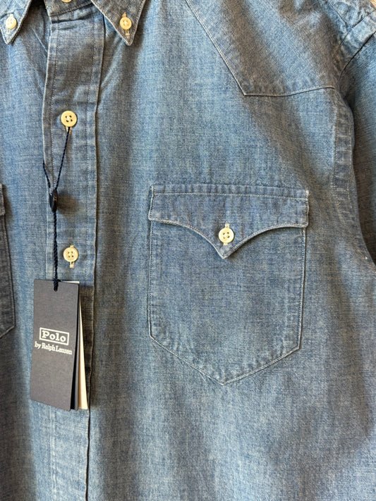 Chambray Classic Western Sport Shirt - Medium Indigo - DUNE + SALT