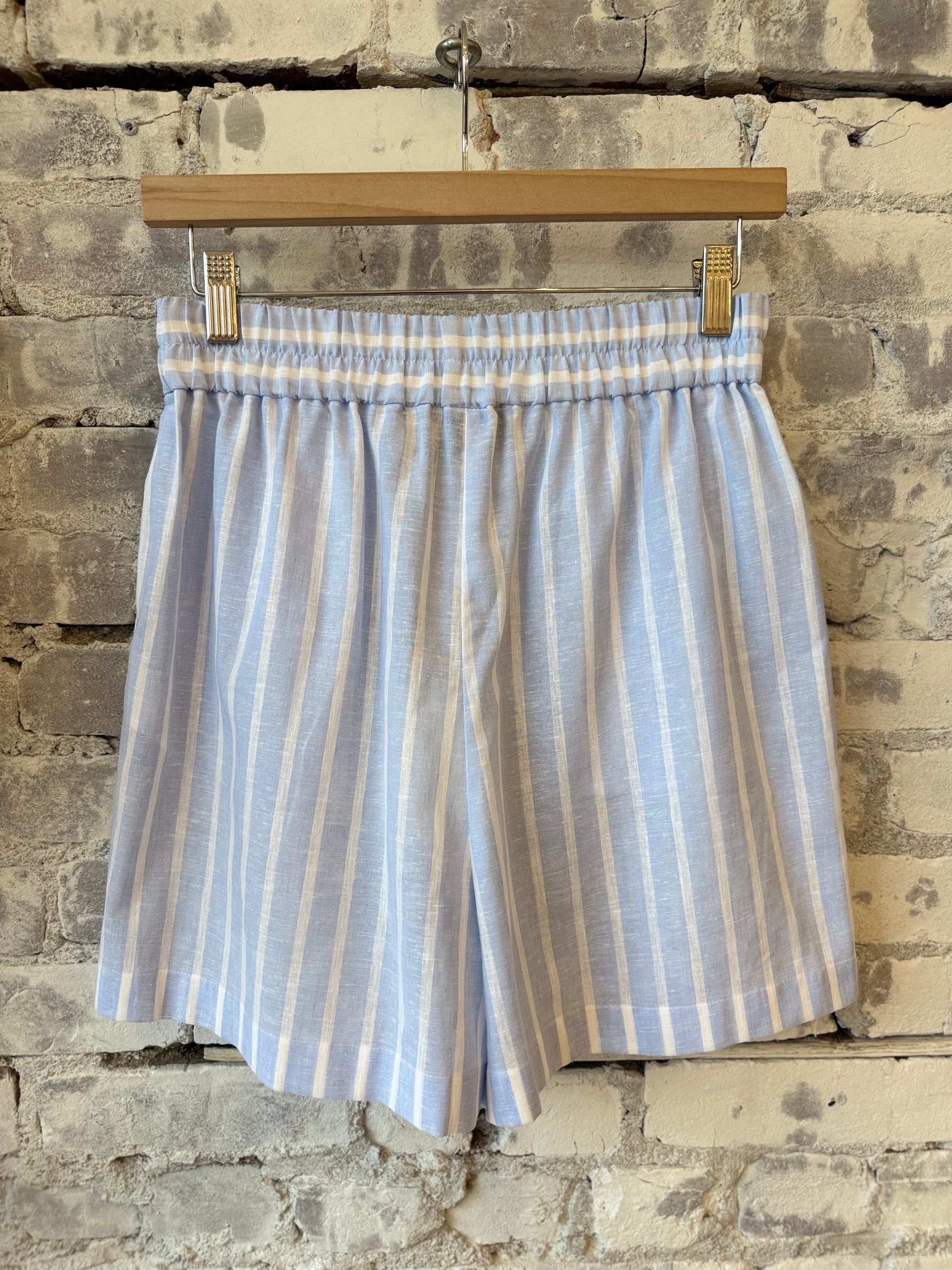 Sicilia Linen Shorts - Blue White Stripe - DUNE + SALT