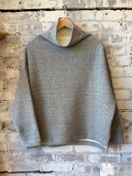 V::Room Cotton Tencel Brushed Fleece Oversized LS Turtleneck - Heather Charcoal Light Slate Gray