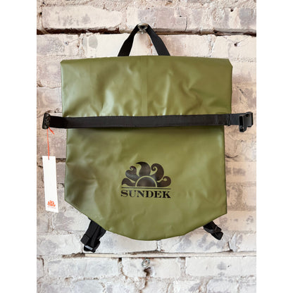 Men's Sundek 20-liter water-resistant technical backpack in dark green with multiple compartments and adjustable straps.
