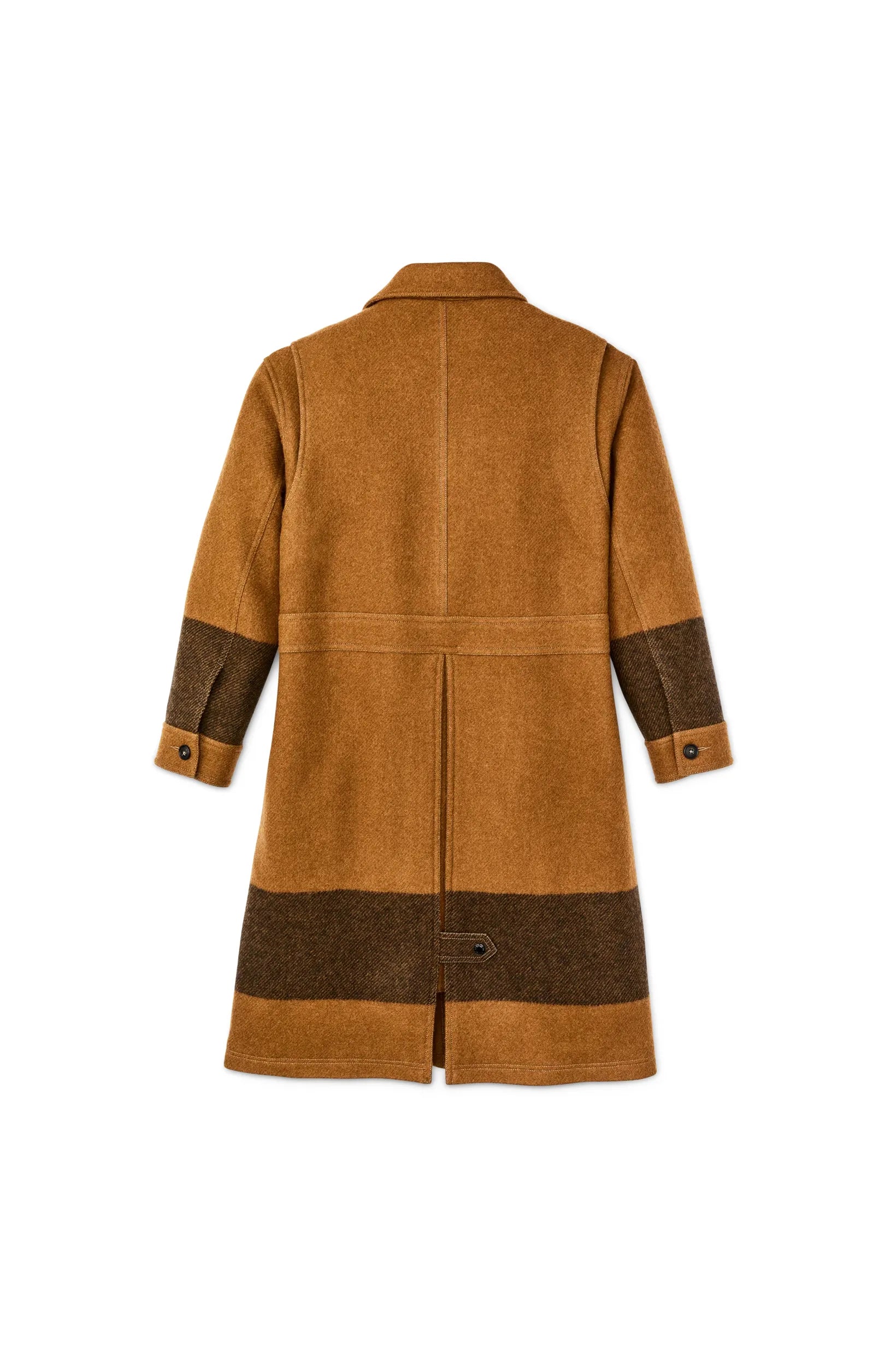 Women's Wool Long Cruiser Coat - Whiskey/Black Stripe - DUNE + SALT