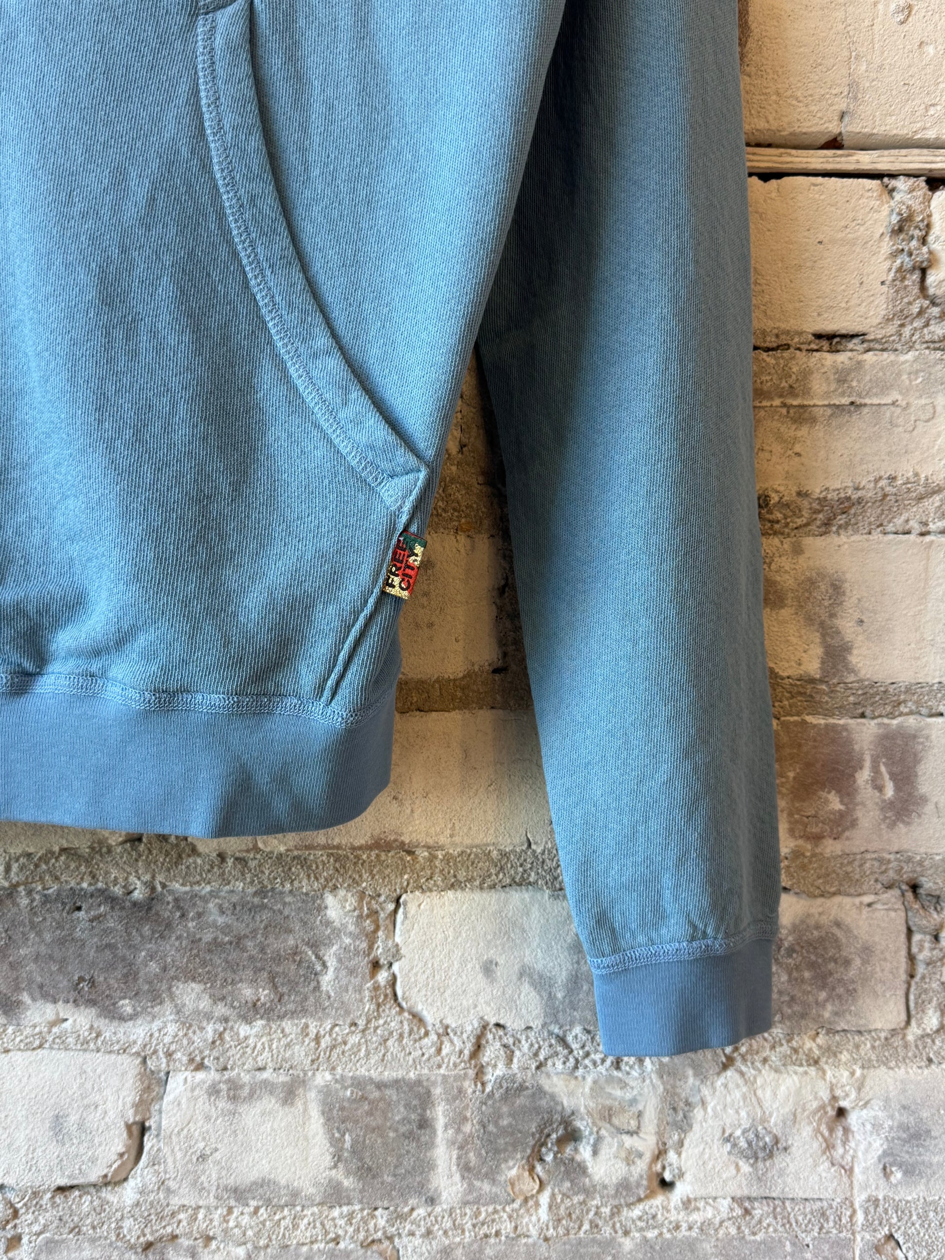 Women's Freecity BasicGoodness LT Terry Fluff Hoodie in blue with fluffy cloud design, cozy terry fabric and relaxed fit.