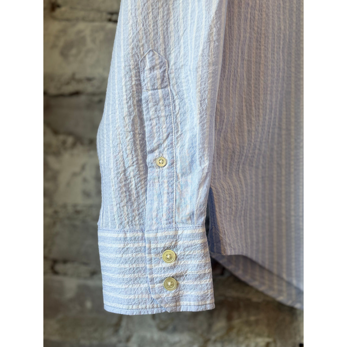 Hartford Men's Paul Seersucker Woven Shirt - Sky Blue/White Slate Gray