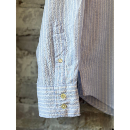 Hartford Men's Paul Seersucker Woven Shirt - Sky Blue/White Slate Gray
