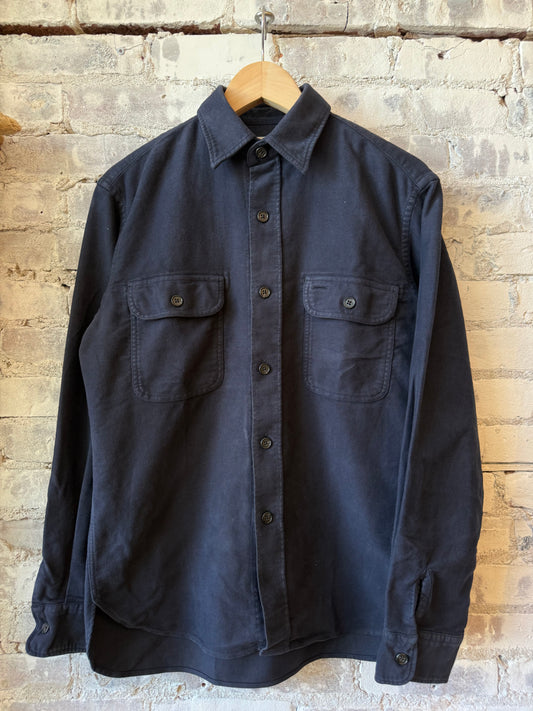 Hartford Men's Paco Pat woven shirt in marine blue, featuring a textured fabric and casual fit.