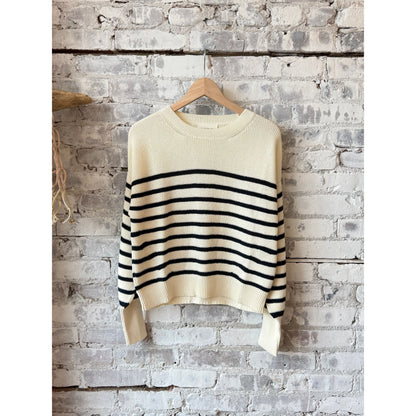 Layla Stripe Sweater - Ivory/Navy - DUNE + SALT