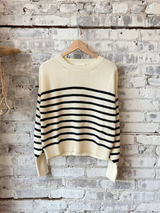 Layla Stripe Sweater - Ivory/Navy - DUNE + SALT