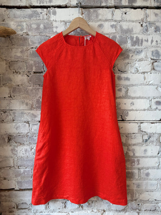 Garment-Dyed Compact Slub Linen Dress - Geranio - DUNE + SALT