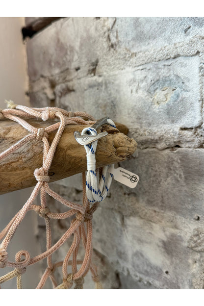 Blue Stripe Nautical Stainless Steel Anchor Bracelet - DUNE + SALT